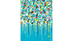 Guillaume Singer InKlusion tâches de peinture sur fond bleu