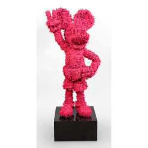 Sculpture Mickey rose avec petits soldats Cuenot