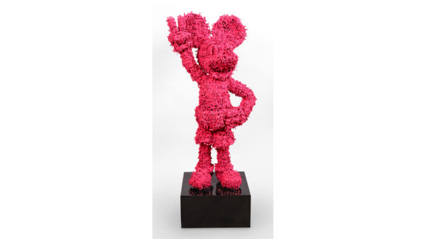 Sculpture Mickey rose avec petits soldats Cuenot