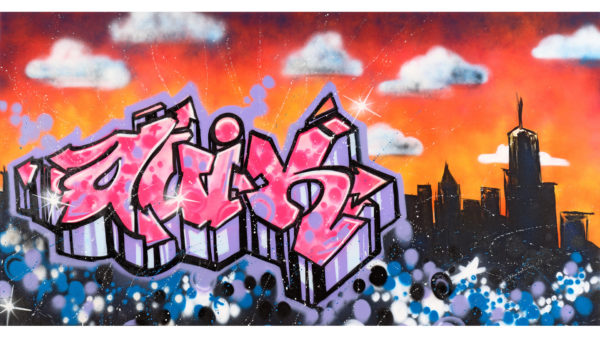Quik graffiti never street art coloré