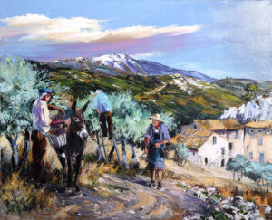 Jean-Marc Guillaume "Cueillette des olives avec Capucin"