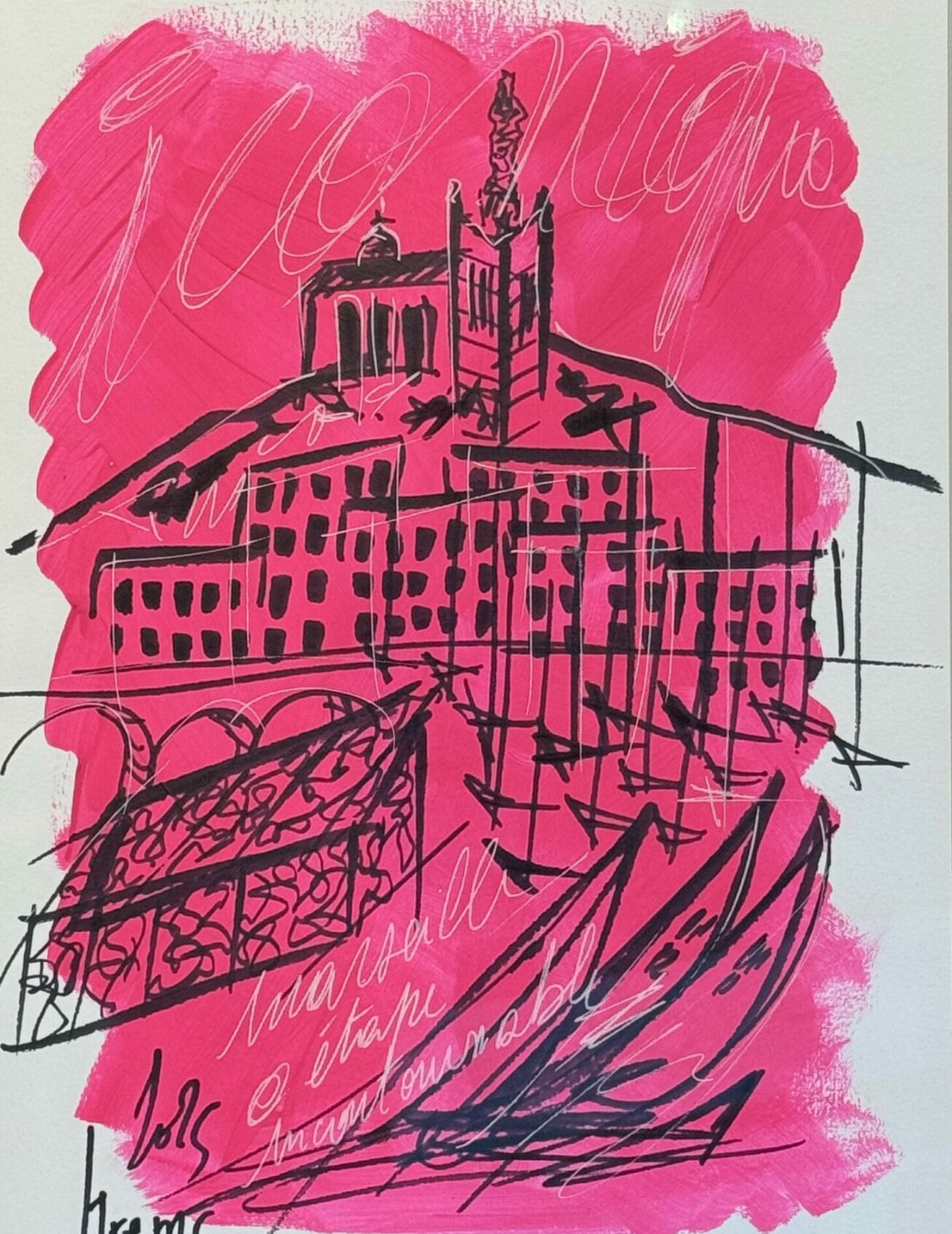 marseille sur papier 30x40 cm